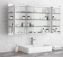 SPECCHIO BAGNO RETTANGOLARE CONTENITORE TRE ANTE STRUTTURA ALLUMINIO 1200 mm X 600 mm X 145 mm" ECONOMY1200"