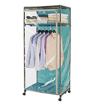 Wenko 86355500 Breeze-Armadio Trasparente con ripiano, in Polipropilene, 75 x 166 x 50 cm, Colore: Petrolio, Nero, 166 x 50 x 75 cm