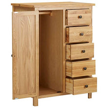Tidyard Armadietto Armadio Credenza Guardaroba Moderno in Legno Massello di Rovere con 5 Cassetti e Anta,Credenza Moderna con Cassetti,Armadietto con Cassetti Moderno 76x52x105 cm
