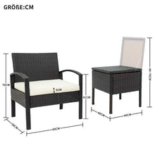 Amity Set di mobili da giardino per 2 persone, in polyrattan, con cuscino, set di mobili da giardino con 2 divani singoli e 1 tavolo con vano portaoggetti, set di mobili per il tè del pomeriggio