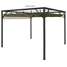 Tidyard Gazebo da Giardino con Tetto Retrattile Gazebo 3x3 m 180 g/m² Telo Scorrevole Poliestere Impermeabile Struttura in Acciaio con Tetto a Scomparsa Grigio Talpa