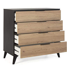 VS Venta-stock Cassettiera Koln 4 cassetti Color Nero/Legno, 80 cm (Larghezza) 40 cm (profondità) 84 cm (Altezza)