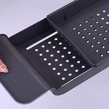 Yardwe Scarico scalabile Vasca Doccia Vassoio Hollow out Organizer portaoggetti in plastica Rack per Bagno WC (Nero)