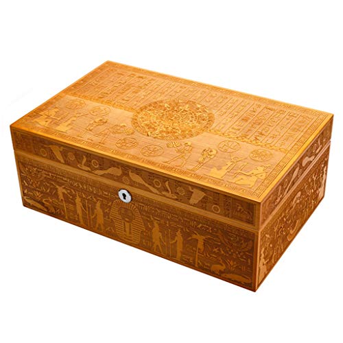 Umidificatori Humidor Scatola di Sigari, può Contenere 75 Sigaro Humidor Contenitore Sigari con Crema Idratante E Umidificatore Portasigarette (Color : Yellow, Size : 36 * 23 * 13cm)