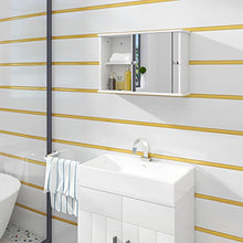 eSituro Armadietto Bagno con Specchio a Ante e Ripiani Regolabili Contenitore Armadietto a Muro SBP0029