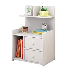 LICHUAN comodini comodini moderno e semplice comodino camera da letto comodino con 2 cassetti per soggiorno, libreria da ufficio, libreria, tavolino bianco caldo, facile da montare.