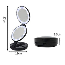 Damai Nuovo Specchio Tondo Triplo A LED for Il Trucco Specchio for Il Trucco ABS Materiale Lente d'Ingrandimento Portatile Specchio di Bellezza Nero
