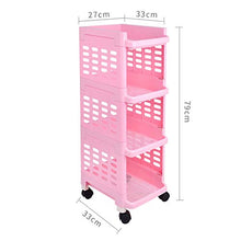 &ripiano di stoccaggio Scaffalature multi-funzione semplice soggiorno camera da letto bagno a 4 strati protezione ambientale con cremagliera di finitura ruote rosa Scaffale di finitura