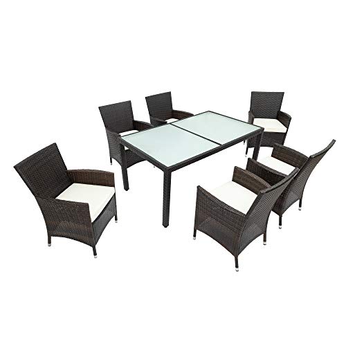 WYLZLIY-Home Set Mobili da Giardino Set Mobili da Esterno Set da Salotto in Rattan 6 Pezzi Sedili da Sedili Sgabelli Tavolo con Vetro Top Ideal Ideal Ideal Garden Patio Esterno