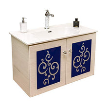 Shop Chic Mobiletto con lavabo a sospensione Crystal legno a vista mobile bagno sospeso 90 cm in stile moderno base con lavabo in ceramica
