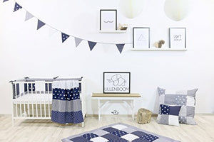 Copripiumino neonato ULLENBOOM ® 80x80, stelle blu (adatto anche a una copertina da carrozzina o un cuscino decorativo)