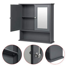 eSituro Armadietto Bagno con Specchio a Ante e Ripiani Regolabili Specchiera Contenitore Armadietto a Muro Grigio SBP0059