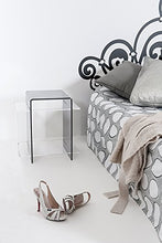Iplex Design 70's Comodino/Tavolino in Plexiglass, fumé Trasparente/Trasparente