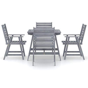 FAMIROSA Set Pranzo da Giardino 5 pz in Legno Massello di Acacia Grigio-7853