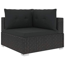 SKM Set Divani da Giardino 6 pz con Cuscini in Polyrattan Nero P