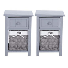 Dsrgwe Comodini Tavolo Comodino 2pcs / Set Tavolo da Comodino in Legno Stand Notturno con Cassetto E Cestino Cestino Grigio