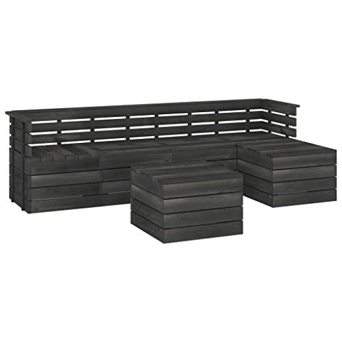 vidaXL Set Divani da Giardino su Pallet 6 pz Legno Pino Grigio Scuro