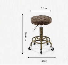 Csq - Sgabello da bar, stile retrò, girevole, con poggiapiedi, salone di bellezza, barbiere, altezza regolabile, facile da spostare (colore: C, dimensioni: 32 x 50 x 64 cm)