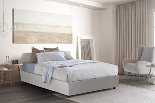 Talamo Italia Letto contenitore Matrimoniale Silvia Sommier, Made in Italy, Letto con rivestimento in ecopelle, Apertura frontale, adatto per materasso cm 160x200, Bianco