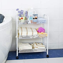 LYM &ripiano di stoccaggio Mensole da Cucina, mensole Multifunzione Rimovibili da Terra con Ripiani for Uso Domestico su Ruote -3 Strati Scaffale di Finitura