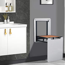 GJCrafts Sgabello pieghevole, alluminio invisibile sospeso Sgabello da parete per doccia Sedie, morbida pelle panca per scarpe da corridoio, sostiene fino a 150 kg (bianco)