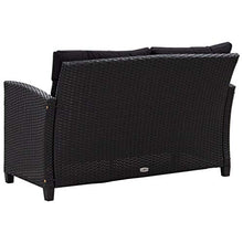 Tidyard Divano da Giardino Esterno 2 Posti Polyrattan con Cuscini Nero 124 cm Divano per Soggiorno 2 Posti Polyrattan Divano in Rattan
