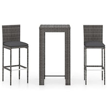 vidaXL Set Bar da Giardino 3 pz con Cuscini in Polyrattan Grigio