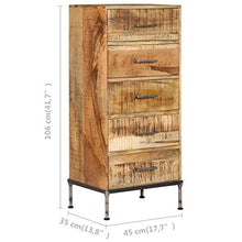 FAMIROSA Cassettiera 45x35x106 cm in Legno Massello di Mango