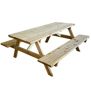 VERDELOOK PIC Nic, Tavolo con panche in Legno impregnato 180x120x70 cm