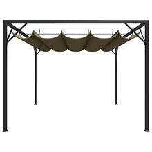 Tidyard Gazebo da Giardino con Tetto Retrattile Gazebo 3x3 m 180 g/m² Telo Scorrevole Poliestere Impermeabile Struttura in Acciaio con Tetto a Scomparsa Grigio Talpa
