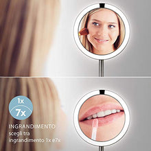 HoMedics Twist Specchio Cosmetico per Trucco Double Face, Illuminato con Luci LED, Sensore di Avvicinamento, Base Pesante Stabile, Ingrandimento 1X e 7X, Ricaricabile, 35x35x15 cm, Argento
