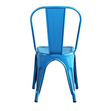 Milani Home s.r.l.s. Set di 2 Sedie in Metallo di Design Moderno Industrial Vintage Colore Blu Antico Ossidato per Sala da Pranzo Bar Ristorante Soggiorno