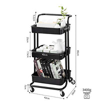 WangQ Cucina Rack in Acciaio al Carbonio Super portante Mobile conveniente a Tre Livelli Rack di stoccaggio Trolley Rack 2 Colori carrellino Cucina (Color : B)