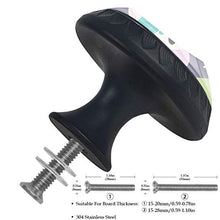 Set di 4 maniglie rotonde per armadio da cucina, credenza, cassettiera, cassettiera, con viti, per cucina, comò, armadietto, bagno, armadio, divertente unicorno mucca arcobaleno