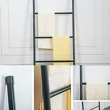 M-TOP Porta Asciugamani Bagno da Terra Scala in Decorativa Scala, Supporto Asciugamani a Scaletta con 6 Gradini in Porta Salviette, Portasciugamani in Acciaio Inossidabileblack