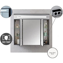 FACKELMANN Set di mobili da bagno Kara 3 pezzi, 80 cm, bianco con lavabo in ceramica e armadietto a specchio a LED