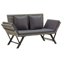 vidaXL Panchina da Giardino con Cuscini Imbottiti e Braccioli Rustica Robusta Elegante Panca Arredi da Esterno 176 cm in Polyrattan Grigio