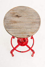 CLP Sgabello Lumos in Metallo E Legno I Forma A Idrante Design Industriale | Sgabello Robusto Altezza Regolabile 59-75CM I Sgabello Bar, Colore:Rosso