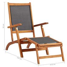 vidaXL Legno Massello di Acacia Lettino Prendisole in Textilene Elegante Rustico con Braccioli Ergonomico Sedia a Sdraio Poltroncina Nero