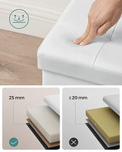 SONGMICS Pouf Contenitore, Cassapanca Contenitore con Coperchio Ribaltabile, Capacità di 80 Litri, Max Portata di 300 kg, 76 x 38 x 38 cm, Bianco LSF45WT