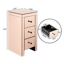 GUHUIHE Comodino con cassetto, Comodino Comodino in Vetro specchiato Moderno e Moderno 3 cassetti 30 x 30 x 60 cm Rosa per Camera da Letto