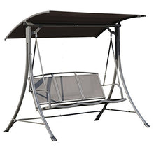 Angel Living Dondolo da Giardino con Tettuccio Parasole Inclinabile 3 posti Patio Comfort Hammock Tessuto grigio Teslin 193X132X173CM