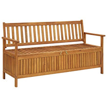 Panchina da giardino con vano portaoggetti, in legno di acacia massiccio, 148 cm