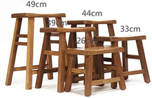 JT- Sgabello semplice per sala da pranzo, sgabello alto in legno massiccio non verniciato, sgabello rettangolare resistente (dimensioni: 34 x 18 x 33 cm)