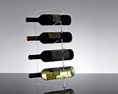 Slato Portabottiglie Porta Bottiglie da Vino da banco Design Moderno in plexiglass Trasparente Topazio per 4 Bottiglie