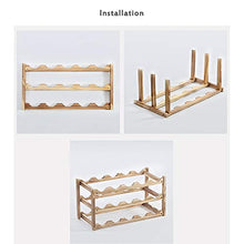 YQJ Portabottiglie per Vino in Legno da Appoggio per Bottiglie da Cucina da Bar, Portabottiglie Impilabile Espandibile con Grande Portante, Disponibile Multistrato,Natural,3tier/18slot