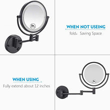 AJH Specchio per Il Trucco Specchio per Il Trucco a LED con Illuminazione 5X Specchio ingranditore Specchio cosmetico per Il Bagno Specchio per Il Viso a Due Lati da 8 Pollici, da