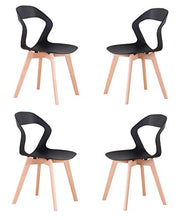 Set di 4 sedie da Pranzo in plastica con Schienale Cavo, sedie Laterali per Ufficio, Salotto, Cucina, Soggiorno, Cucina, Sedia con Gambe in Legno, sedie per Sala da Pranzo