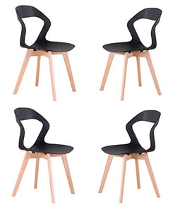 Set di 4 sedie da Pranzo in plastica con Schienale Cavo, sedie Laterali per Ufficio, Salotto, Cucina, Soggiorno, Cucina, Sedia con Gambe in Legno, sedie per Sala da Pranzo