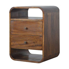 Artisan Furniture Chestnut Curved Edge with 2 Drawers Bedside Armadietto, Legno, Taglia Unica